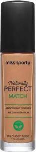 Miss Sporty MISS SPORTY_Naturally Perfect Match wegański podkład nawilżający 201 Classic Beige 30ml 1