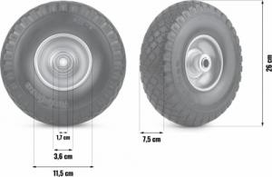 Humberg Koło do taczki bezdętkowe 3.00-4 czarno-srebrne Humberg 3