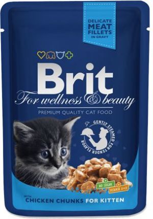 Brit Premium Cat Pouches Chicken Chunks for Kitten 100g 1