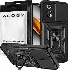 Alogy Alogy Etui na telefon obudowa z osłoną aparatu Camshield Stand Ring do Samsung Galaxy S22 Ultra Czarne uniwersalny 1