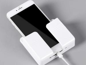 Alogy Alogy Uchwyt na ścianę do telefonu stojak na telefon hak do ładowania Biały uniwersalny 2