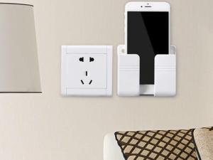 Alogy Alogy Uchwyt na ścianę do telefonu stojak na telefon hak do ładowania Biały uniwersalny 3