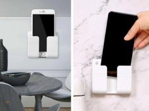 Alogy Alogy Uchwyt na ścianę do telefonu stojak na telefon hak do ładowania Biały uniwersalny 7