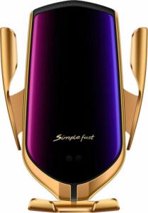 Alogy Alogy Uchwyt samochodowy R2 do kratki automatyczny ładowarka QI 10W Złoty uniwersalny 3