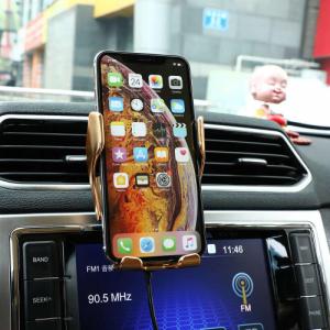 Alogy Alogy Uchwyt samochodowy R2 do kratki automatyczny ładowarka QI 10W Złoty uniwersalny 4