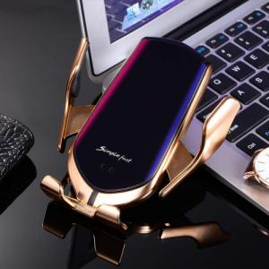 Alogy Alogy Uchwyt samochodowy R2 do kratki automatyczny ładowarka QI 10W Złoty uniwersalny 6