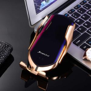 Alogy Alogy Uchwyt samochodowy R2 do kratki automatyczny ładowarka QI 10W Złoty uniwersalny 7