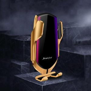 Alogy Alogy Uchwyt samochodowy R2 do kratki automatyczny ładowarka QI 10W Złoty uniwersalny 8