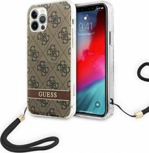 Guess Guess GUOHCP12MH4STW iPhone 12/12 Pro brązowy/brown hardcase 4G Print Strap 1