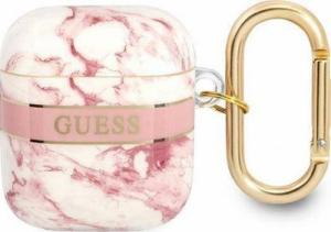 Guess Etui ochronne Marble Strap Collection do AirPods różowe 1