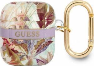 Guess Etui ochronne Flower Strap Collection do AirPods fioletowe 1