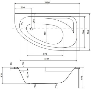 Wanna Besco WANNA ASYM CORNEA 140X80X54 LEWA +W 12