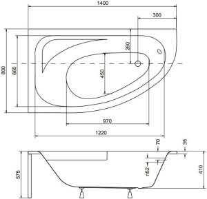 Wanna Besco WANNA ASYM CORNEA 140X80X54 LEWA +W 4