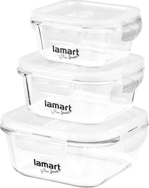 Lamart Zestaw szklanych pojemników na żywność 3szt. (LT6012) 1