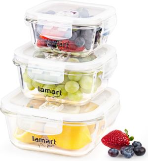 Lamart Zestaw szklanych pojemników na żywność 3szt. (LT6012) 3