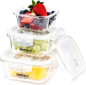 Lamart Zestaw szklanych pojemników na żywność 3szt. (LT6012) 4