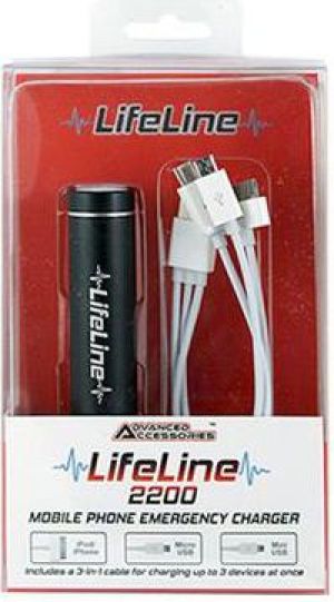 Powerbank ADVANCED ACCESSORIES Life-Line Micro/MiniUSB do Apple iPhone 4 czarna (MRM05527) 1