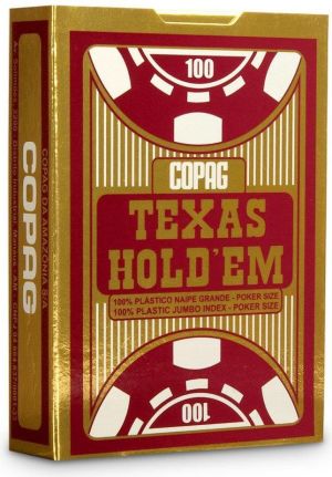 Cartamundi Texas Hold'em 100% plastic jumbo czerwony (220884) 1