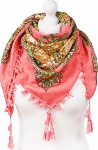 Aleszale Duża Folkowa Chusta Apaszka Ludowa Kwiaty Etno Różowa - Ch-2020-Róż 2