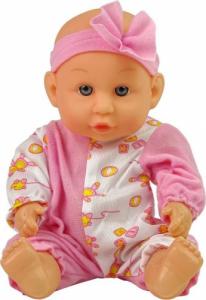 LeanToys Lalka Bobas Różowa Nocnik Siusia Pije Kokardka 24 cm 2