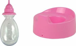 LeanToys Lalka Bobas Różowa Nocnik Siusia Pije Kokardka 24 cm 3