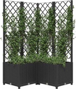 vidaXL Donica ogrodowa z kratką, czarna, 80x80x136 cm, PP 3