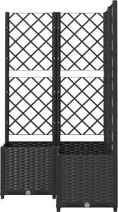 vidaXL Donica ogrodowa z kratką, czarna, 80x80x136 cm, PP 4
