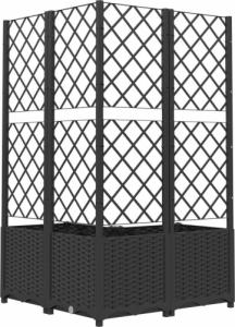 vidaXL Donica ogrodowa z kratką, czarna, 80x80x136 cm, PP 6