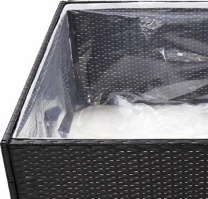 vidaXL Donica ogrodowa, czarna, 80x80x40 cm, rattan PE 5