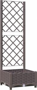 vidaXL Donica ogrodowa z kratką, brązowa, 40x40x121,5 cm, PP 2