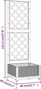 vidaXL Donica ogrodowa z kratką, brązowa, 40x40x121,5 cm, PP 8