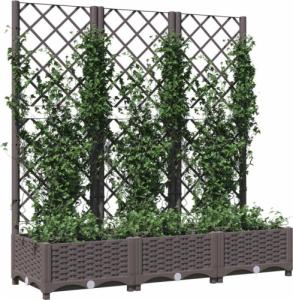 vidaXL Donica ogrodowa z kratką, brązowa, 120x40x121,5 cm, PP 3