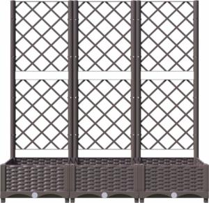 vidaXL Donica ogrodowa z kratką, brązowa, 120x40x121,5 cm, PP 4