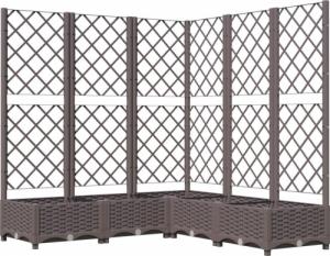 vidaXL Donica ogrodowa z kratką, brązowa, 120x120x121,5 cm, PP 2