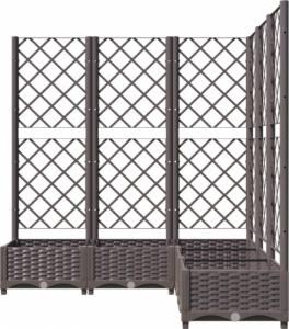 vidaXL Donica ogrodowa z kratką, brązowa, 120x120x121,5 cm, PP 4