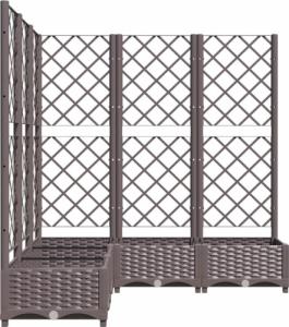 vidaXL Donica ogrodowa z kratką, brązowa, 120x120x121,5 cm, PP 5