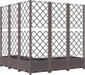 vidaXL Donica ogrodowa z kratką, brązowa, 120x120x121,5 cm, PP 6