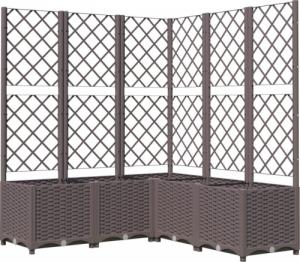 vidaXL Donica ogrodowa z kratką, brązowa, 120x120x136 cm, PP 2