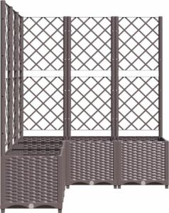 vidaXL Donica ogrodowa z kratką, brązowa, 120x120x136 cm, PP 5