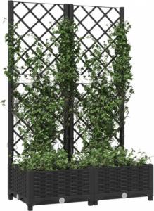 vidaXL Donica ogrodowa z kratką, czarna, 80x40x121,5 cm, PP 3
