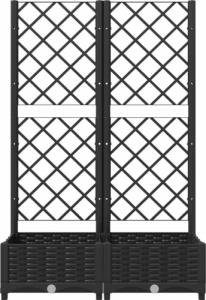 vidaXL Donica ogrodowa z kratką, czarna, 80x40x121,5 cm, PP 4
