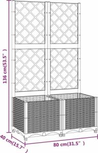 vidaXL Donica ogrodowa z kratką, czarna, 80x40x136 cm, PP 8