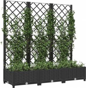vidaXL Donica ogrodowa z kratką, czarna, 120x40x121,5 cm, PP 3