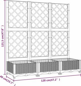 vidaXL Donica ogrodowa z kratką, czarna, 120x40x121,5 cm, PP 8