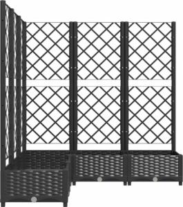 vidaXL Donica ogrodowa z kratką, czarna, 120x120x121,5 cm, PP 5