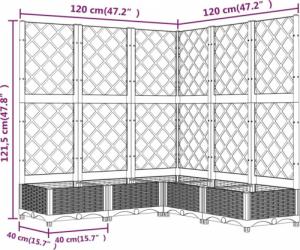vidaXL Donica ogrodowa z kratką, czarna, 120x120x121,5 cm, PP 7