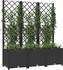 vidaXL Donica ogrodowa z kratką, czarna, 120x40x136 cm, PP 3