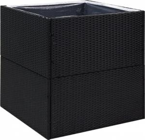 vidaXL Donica ogrodowa, czarna, 80x80x80 cm, rattan PE 2