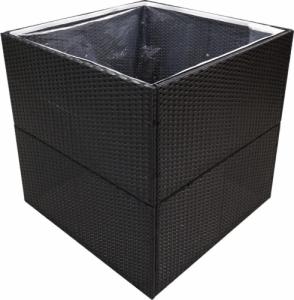 vidaXL Donica ogrodowa, czarna, 80x80x80 cm, rattan PE 3