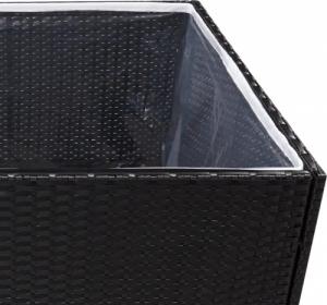 vidaXL Donica ogrodowa, czarna, 80x80x80 cm, rattan PE 5